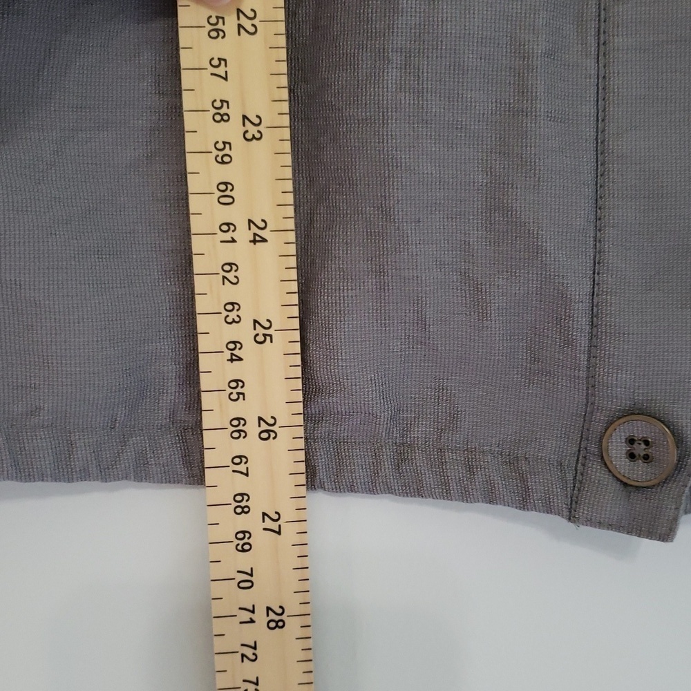 Tribal Women Button Up Vest Top 6 Gray Green Minimalist Travel Vacation Layering - Picture 10 of 15